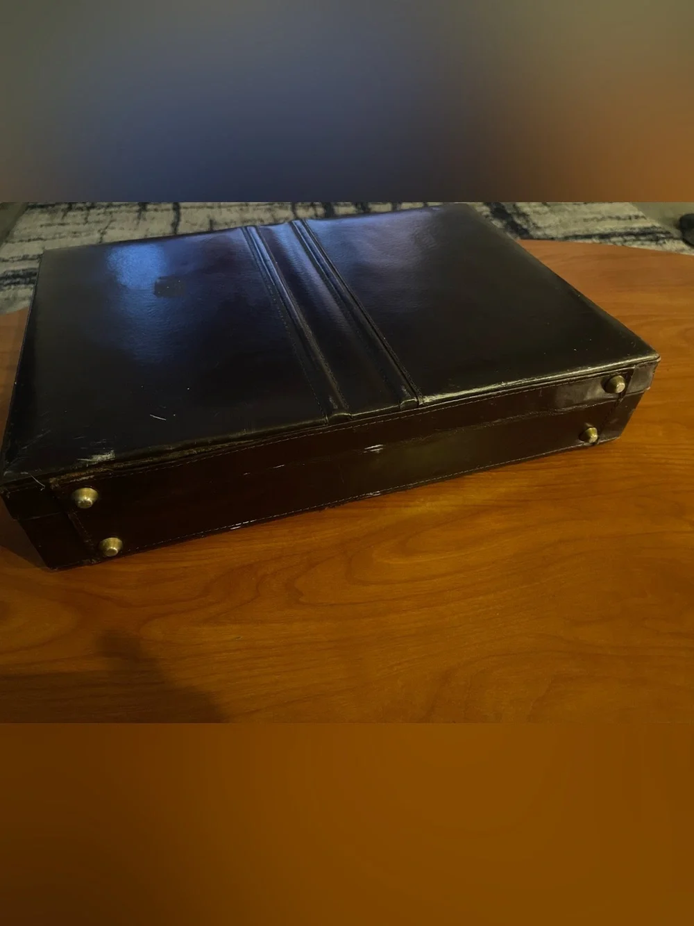 Classic Brown Leather Briefcase with Gold Hardware